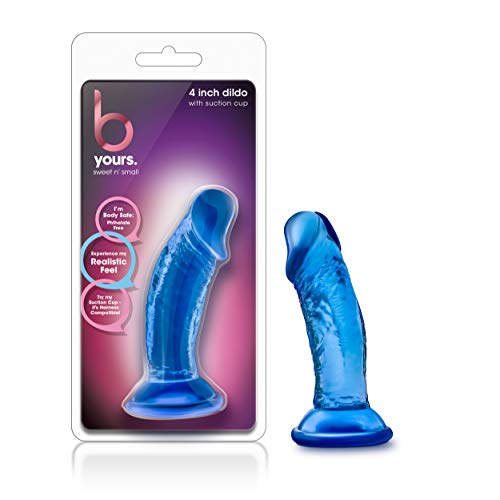 Blush Novelties Sweet n Small 4.5" Soft Realistic Dildo – Clear Blue, Beginner-Friendly with Suction Cup