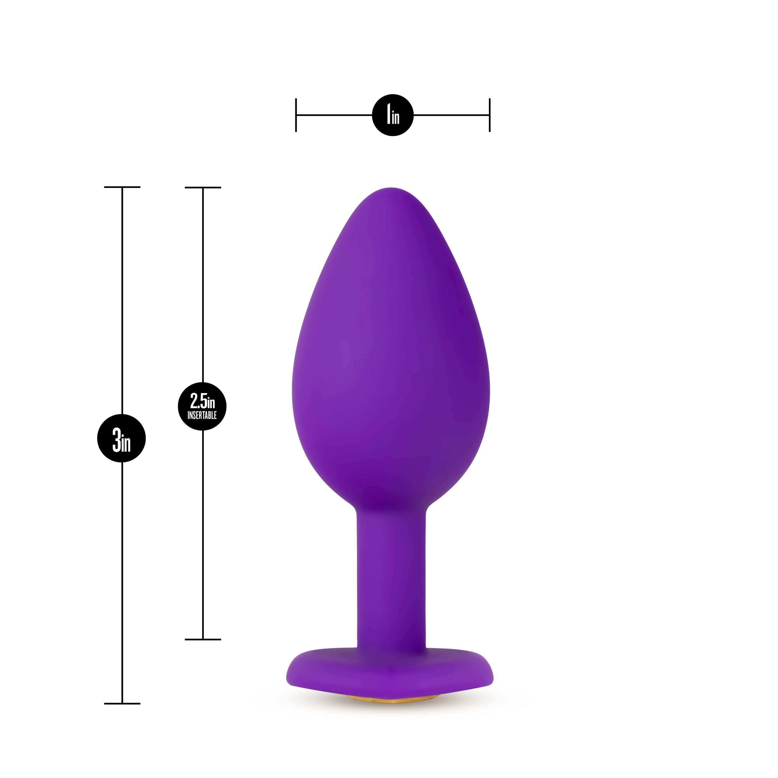 Blush Novelties Temptasia Bling 3 Inch Anal Plug - Purple Silicone Jeweled Butt Plug for Beginners