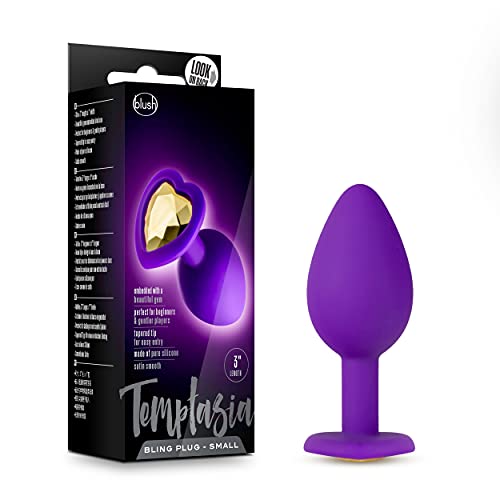 Blush Novelties Temptasia Bling 3 Inch Anal Plug - Purple Silicone Jeweled Butt Plug for Beginners