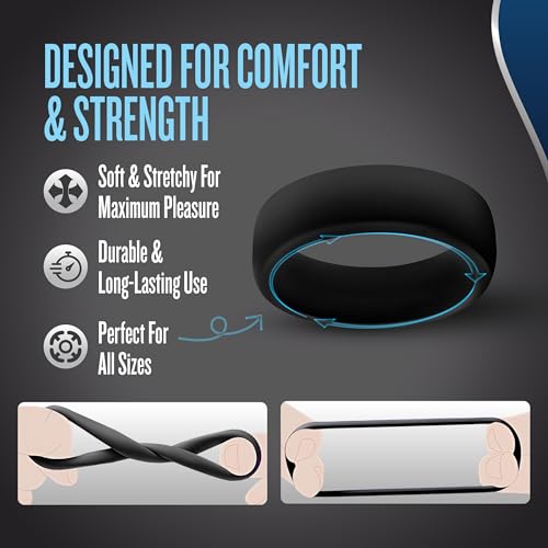 Blush Performance Puria Pro Silicone Cock Ring – 1.5" Wide for Girth & Firmer Erections – Black