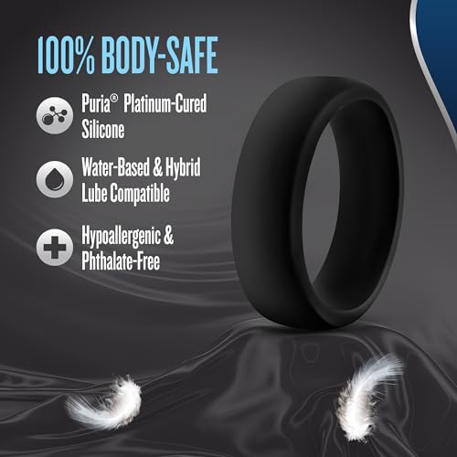 Blush Performance Puria Pro Silicone Cock Ring – 1.5" Wide for Girth & Firmer Erections – Black