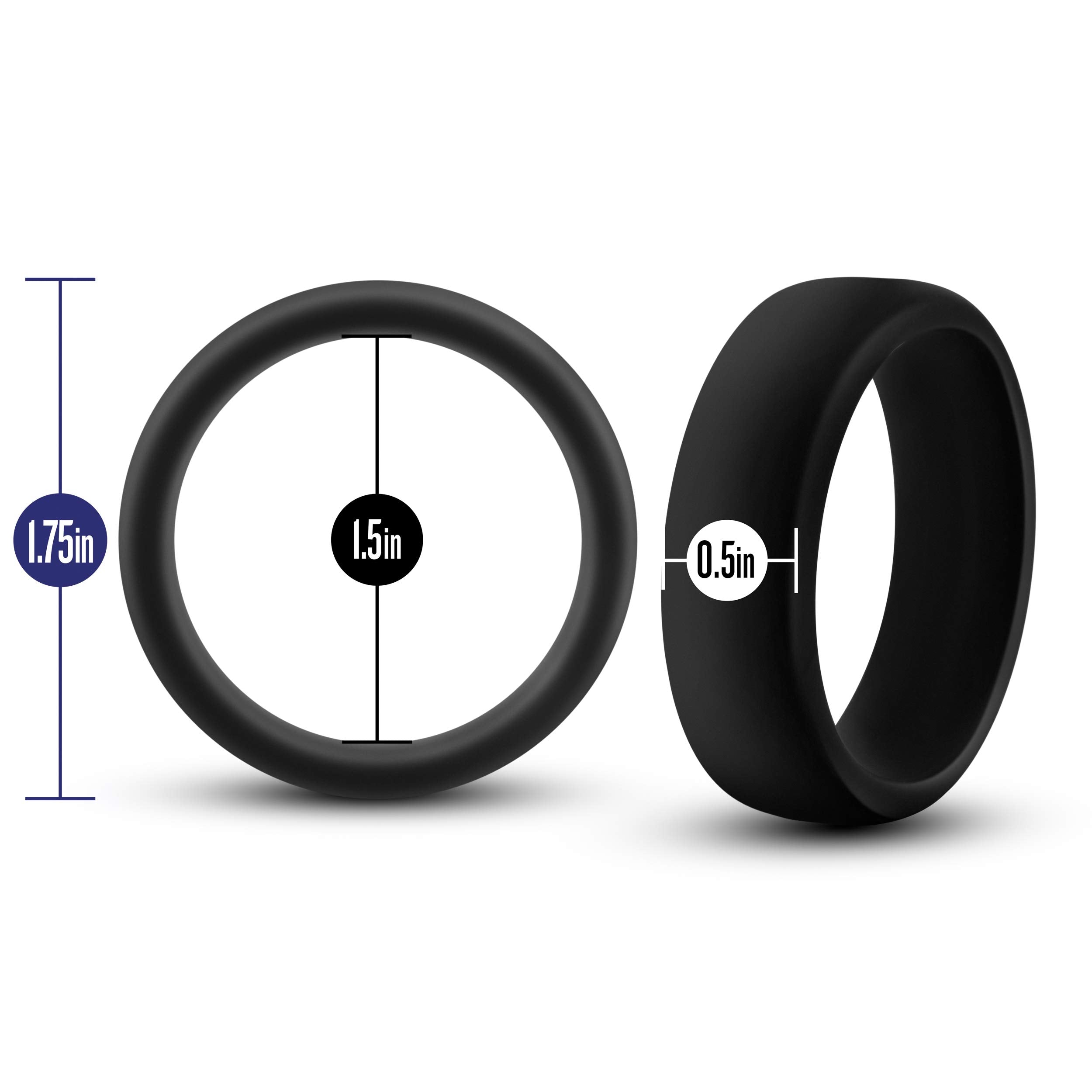 Blush Performance Puria Pro Silicone Cock Ring – 1.5" Wide for Girth & Firmer Erections – Black