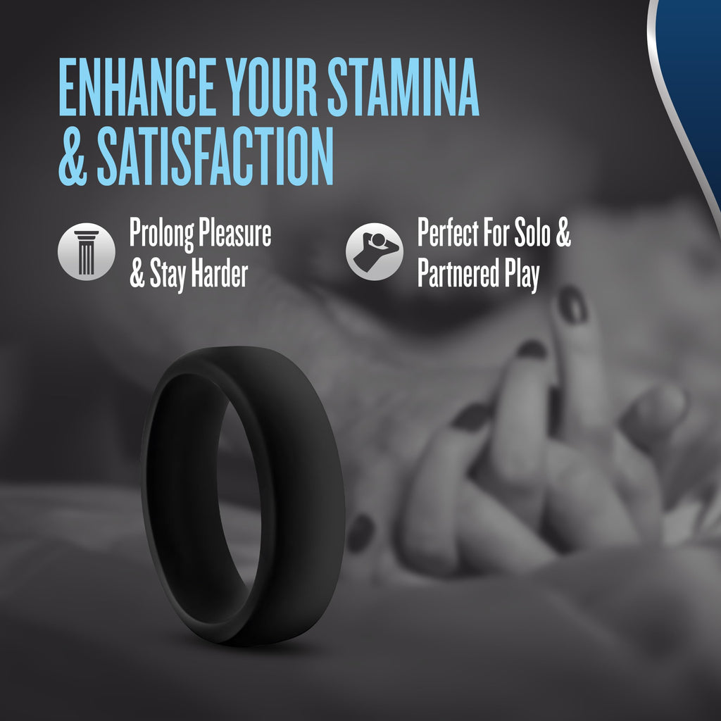 Blush Performance Puria Pro Silicone Cock Ring – 1.5" Wide for Girth & Firmer Erections – Black