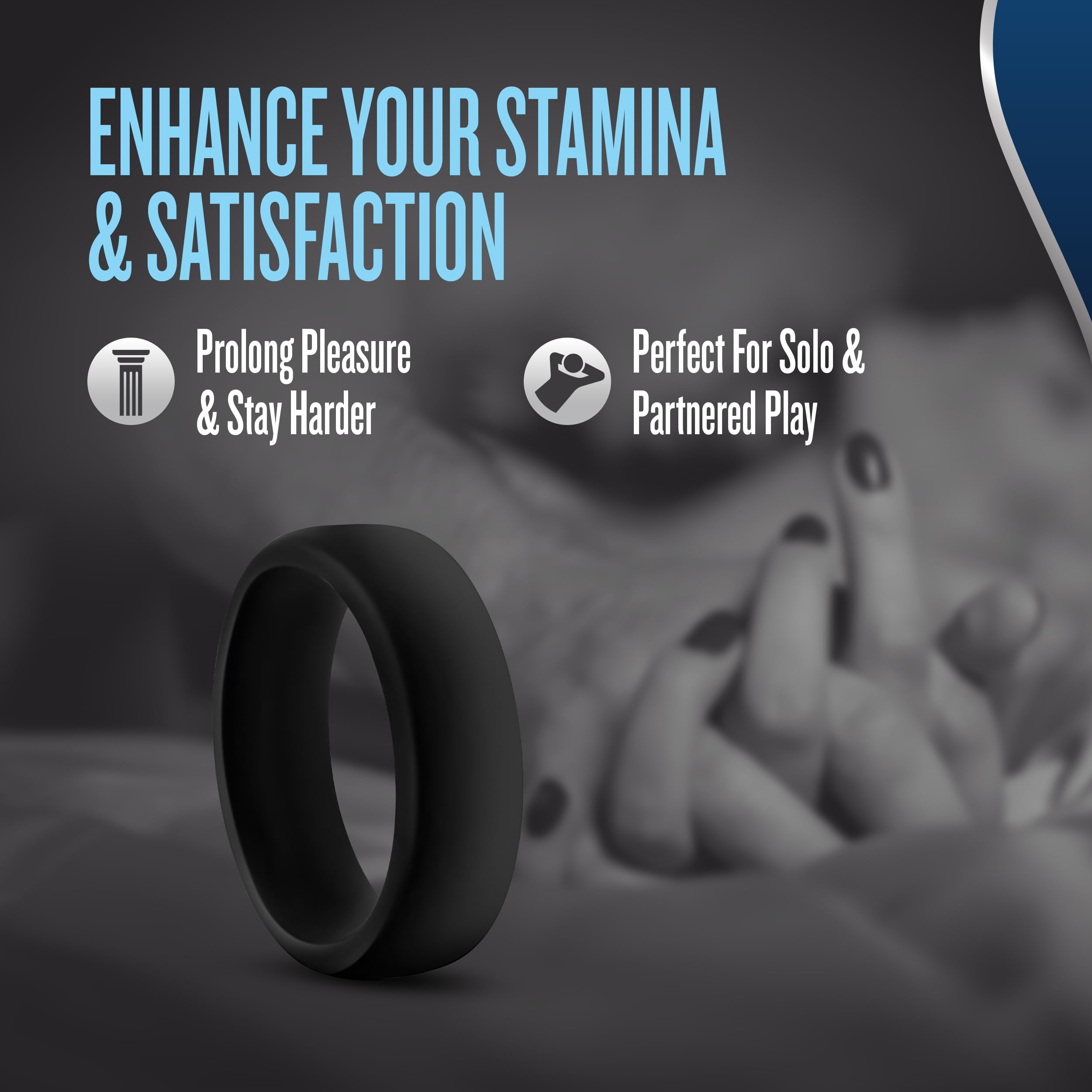 Blush Performance Puria Pro Silicone Cock Ring – 1.5" Wide for Girth & Firmer Erections – Black