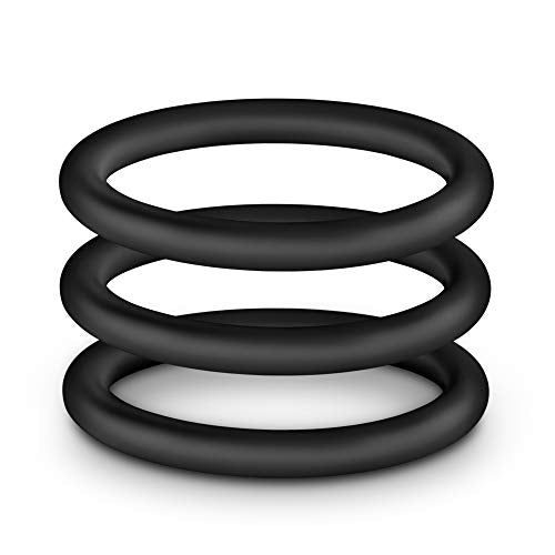 Blush Performance VS1 Silicone Cock Rings 3-Pack - Black - 1.75" Stretch Fit for Stamina and Firmer Erections
