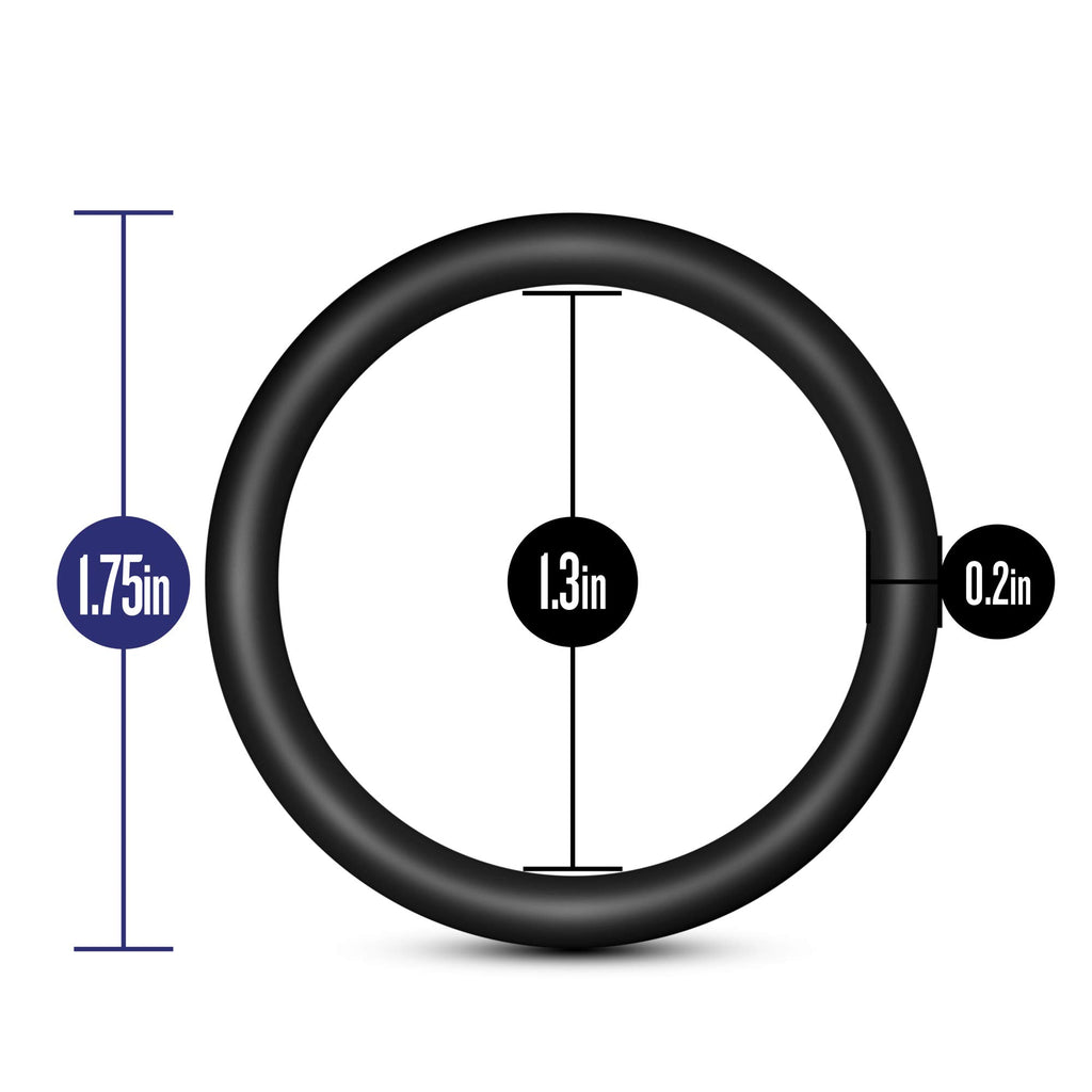 Blush Performance VS1 Silicone Cock Rings 3-Pack - Black - 1.75" Stretch Fit for Stamina and Firmer Erections