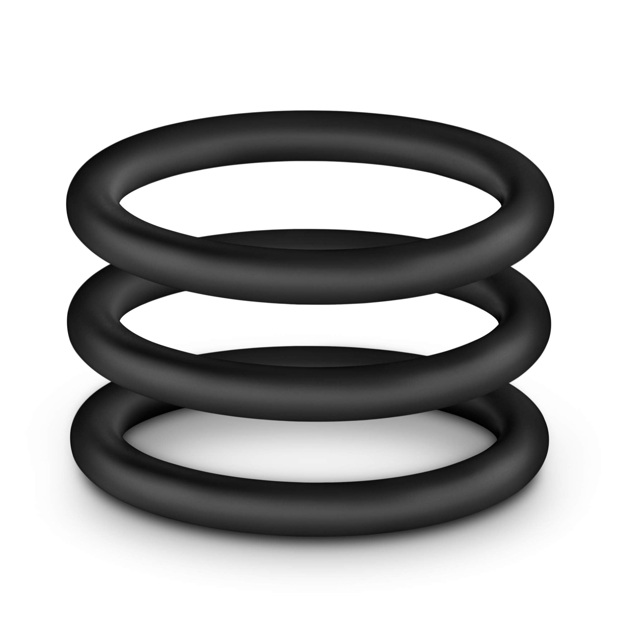 Blush Performance VS1 Silicone Cock Rings 3-Pack - Black - 1.75" Stretch Fit for Stamina and Firmer Erections