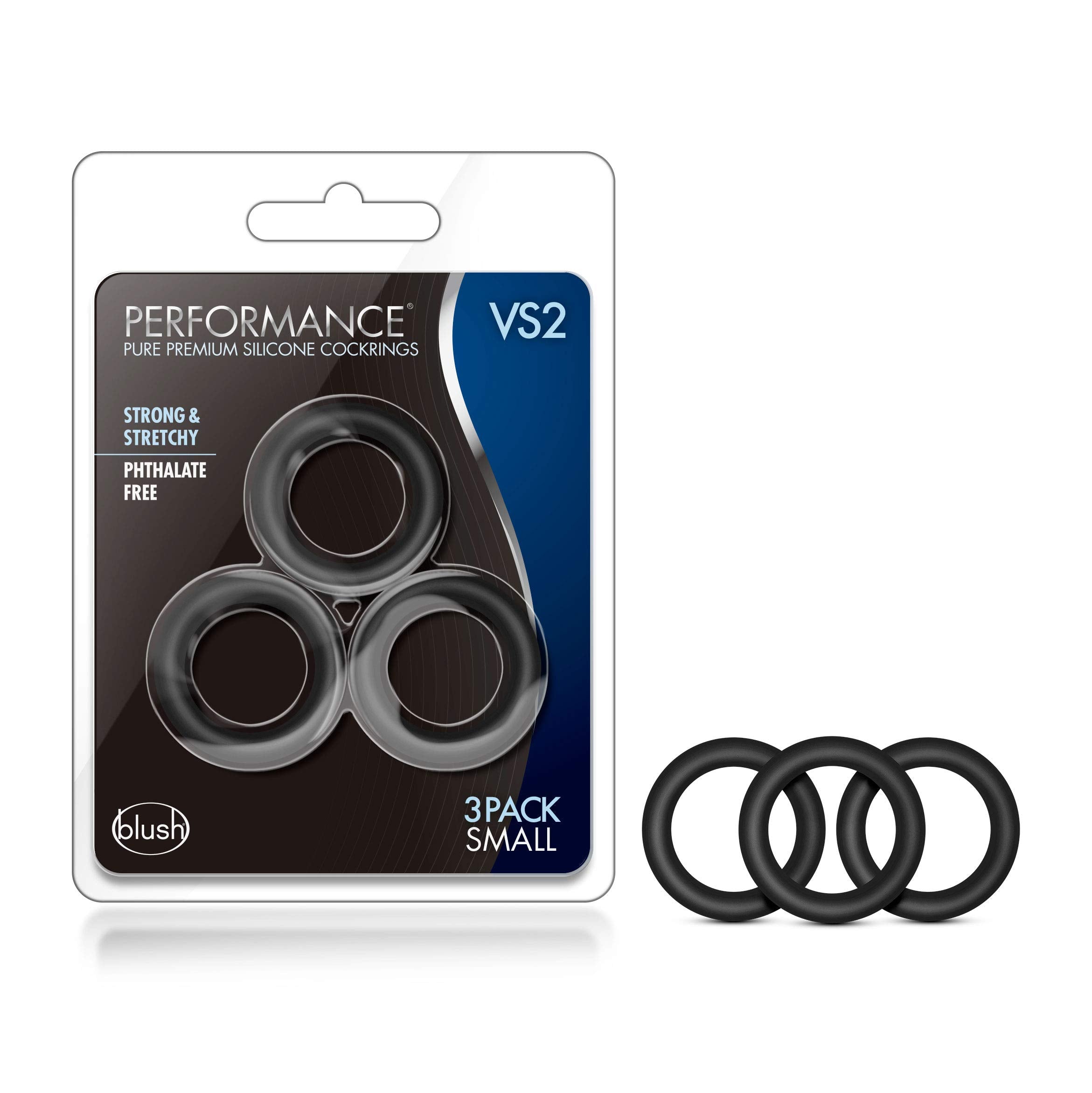 Blush Performance VS2 3-Pack Small Penis Rings – 1.25" Wide Platinum Cured Silicone Cock Rings for Harder Erections