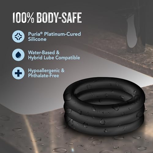 Blush Performance VS2 3-Pack Small Penis Rings – 1.25" Wide Platinum Cured Silicone Cock Rings for Harder Erections