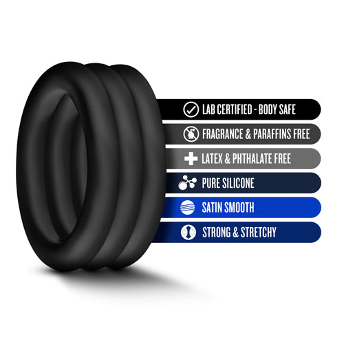 Blush Performance VS2 3-Pack Small Penis Rings – 1.25" Wide Platinum Cured Silicone Cock Rings for Harder Erections