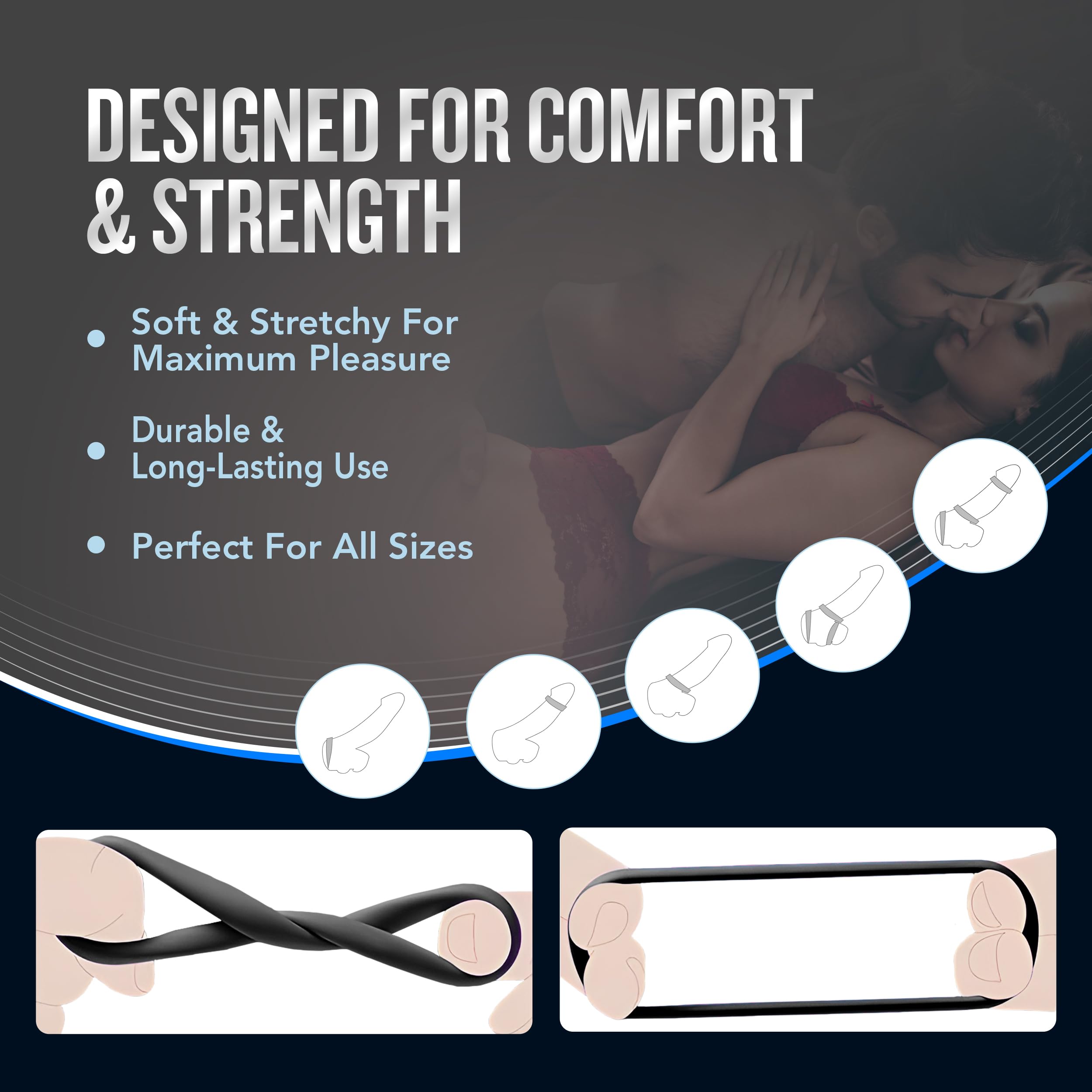 Blush Performance VS2 3-Pack Small Penis Rings – 1.25" Wide Platinum Cured Silicone Cock Rings for Harder Erections