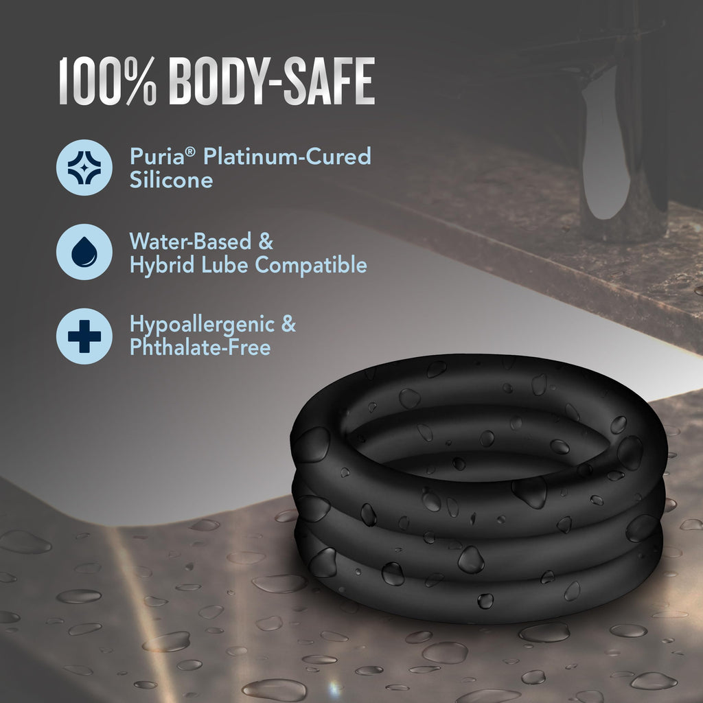 Blush Performance VS2 3-Pack Small Penis Rings – 1.25" Wide Platinum Cured Silicone Cock Rings for Harder Erections
