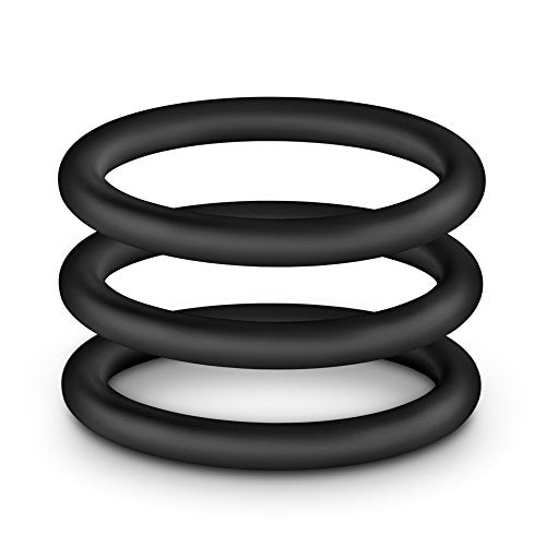 Blush Performance VS3 Silicone Penis Rings 3-Pack – Large 2" Stretchy Cock Rings – Puria Platinum-Cured – Black