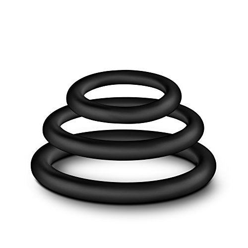 Blush Performance VS4 Cock Rings Set - 3 Sizes (1.25", 1.75", 2") - Soft Silicone Penis Rings - Black