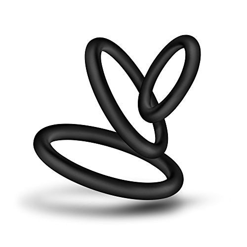 Blush Performance VS4 Cock Rings Set - 3 Sizes (1.25", 1.75", 2") - Soft Silicone Penis Rings - Black