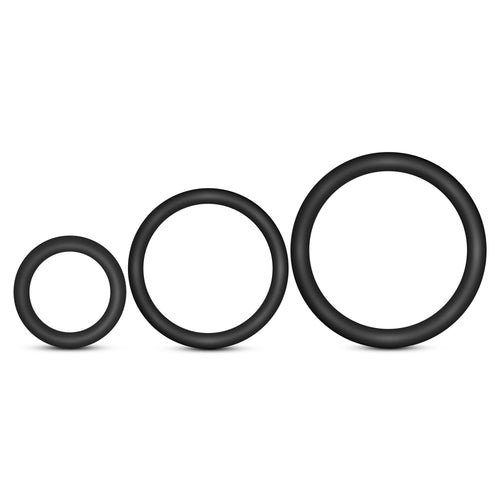 Blush Performance VS4 Cock Rings Set - 3 Sizes (1.25", 1.75", 2") - Soft Silicone Penis Rings - Black