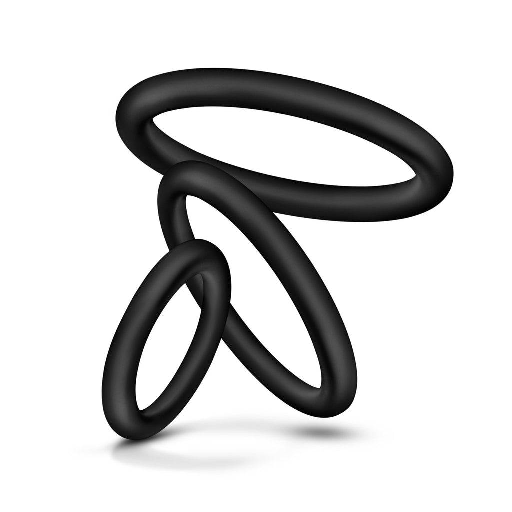 Blush Performance VS4 Cock Rings Set - 3 Sizes (1.25", 1.75", 2") - Soft Silicone Penis Rings - Black
