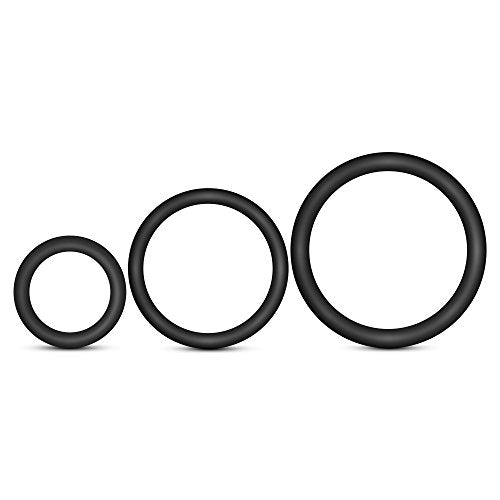 Blush Performance VS4 Cock Rings Set - 3 Sizes (1.25", 1.75", 2") - Soft Silicone Penis Rings - Black