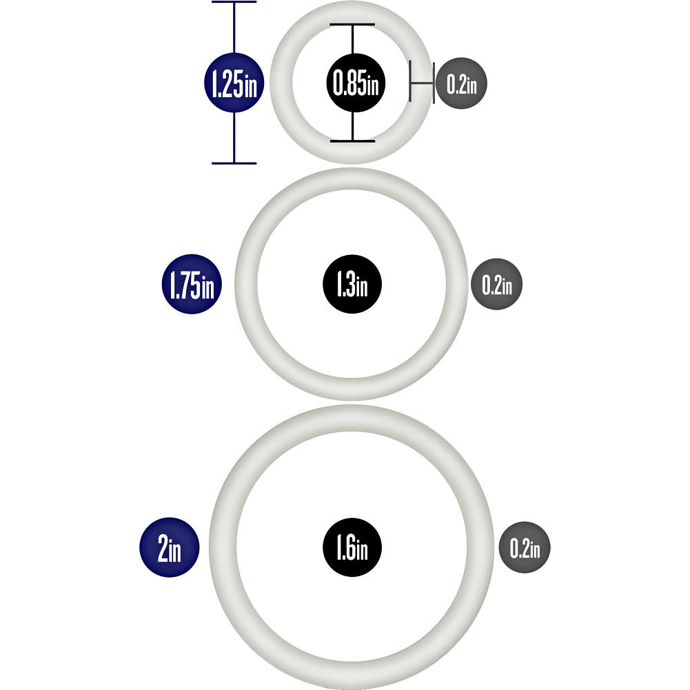 Blush Performance VS4 Glow in the Dark Cock Ring Set - 3 Sizes Silicone Penis Rings for Harder Erections
