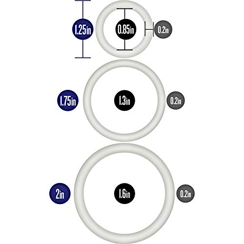 Blush Performance VS4 Glow in the Dark Cock Ring Set - 3 Sizes Silicone Penis Rings for Harder Erections