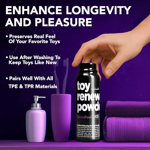Blush Sex Toy Renewal Powder - 3.4 oz Cornstarch Dusting Powder for TPE/TPR Toys - Body Safe