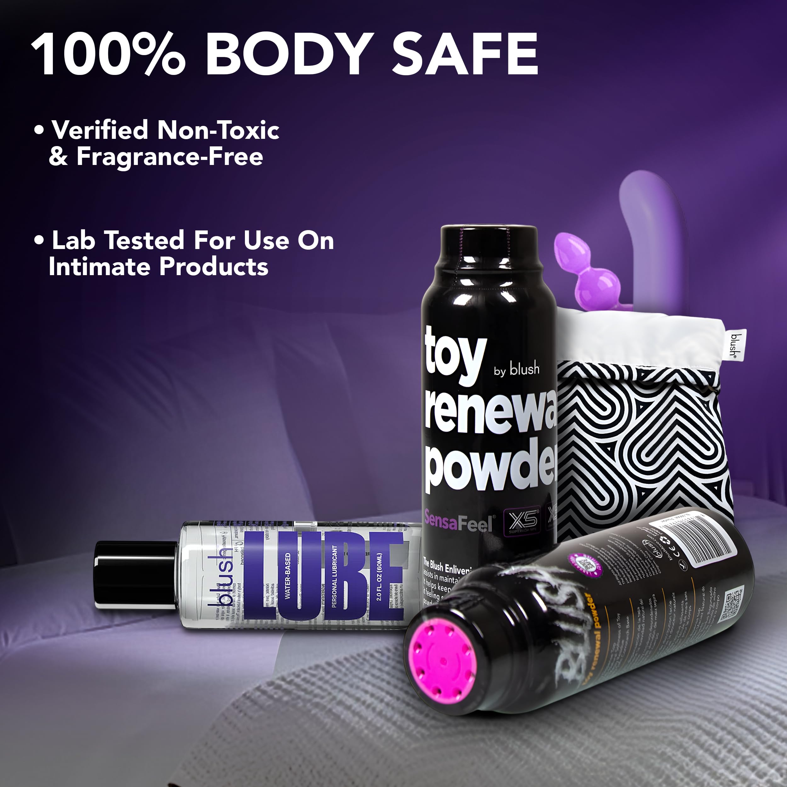 Blush Sex Toy Renewal Powder - 3.4 oz Cornstarch Dusting Powder for TPE/TPR Toys - Body Safe