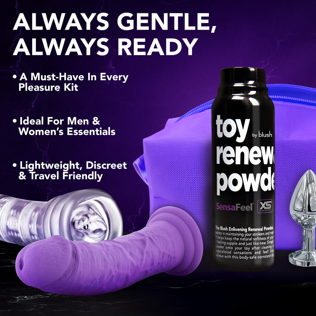 Blush Sex Toy Renewal Powder - 3.4 oz Cornstarch Dusting Powder for TPE/TPR Toys - Body Safe