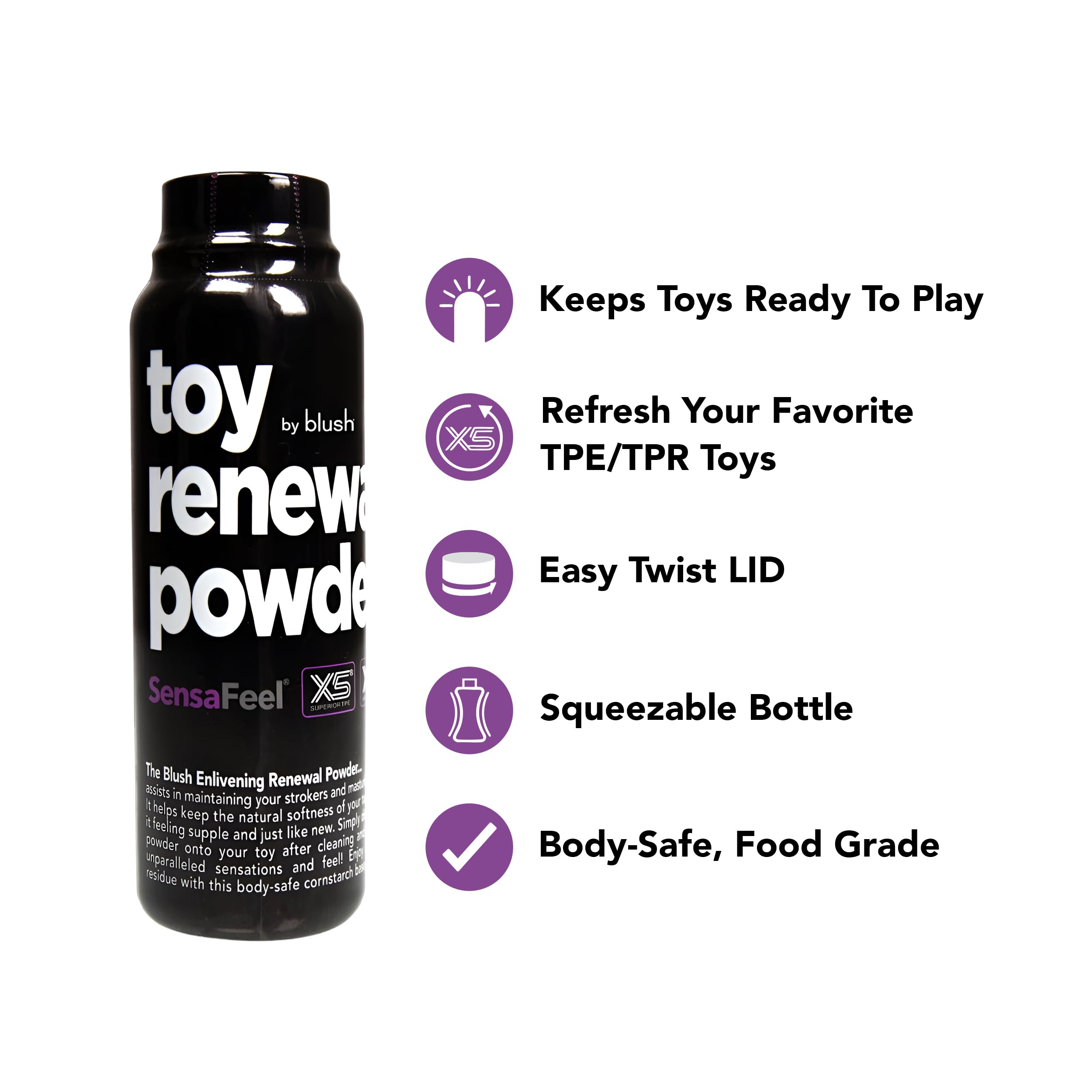 Blush Sex Toy Renewal Powder - 3.4 oz Cornstarch Dusting Powder for TPE/TPR Toys - Body Safe