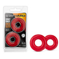 Blush Stay Hard Oversized Donut Cock Rings - 2-Pack Red TPE Penis Rings for Stamina and Bigger Erections