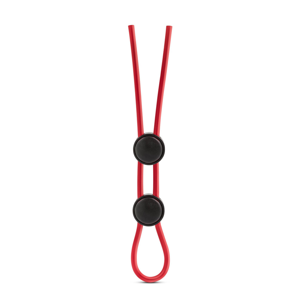 Blush Stay Hard Silicone Double Loop Cock Ring 9 Inch - Red Adjustable Penis Ring for Stamina and Harder Erections