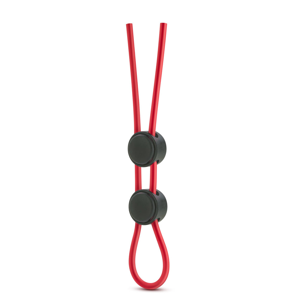 Blush Stay Hard Silicone Double Loop Cock Ring 9 Inch - Red Adjustable Penis Ring for Stamina and Harder Erections
