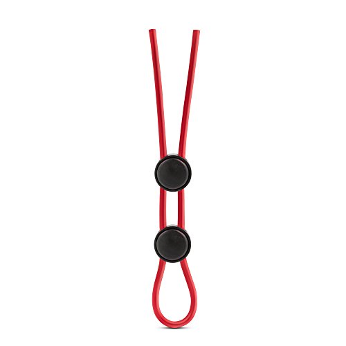 Blush Stay Hard Silicone Double Loop Cock Ring 9 Inch - Red Adjustable Penis Ring for Stamina and Harder Erections