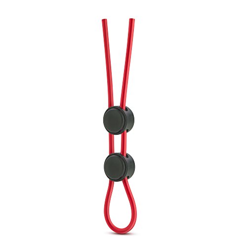 Blush Stay Hard Silicone Double Loop Cock Ring 9 Inch - Red Adjustable Penis Ring for Stamina and Harder Erections