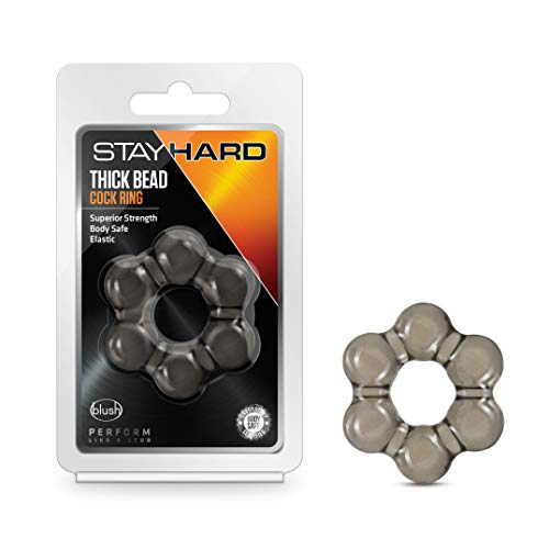 Blush Stay Hard Thick Beaded Black Penis Ring - Body-Safe TPE Cock Ring for Harder Erections & Stamina