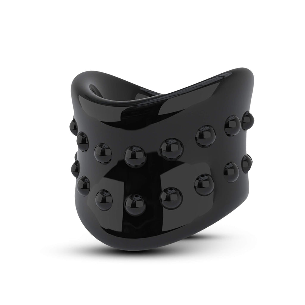 Blush Stay Hard X-Long Beef Ball Stretcher – Black TPE Scrotum Stretcher & Penis Ring for Men