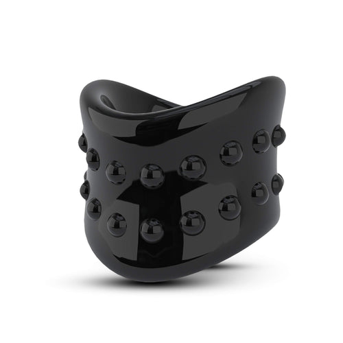 Blush Stay Hard X-Long Beef Ball Stretcher – Black TPE Scrotum Stretcher & Penis Ring for Men