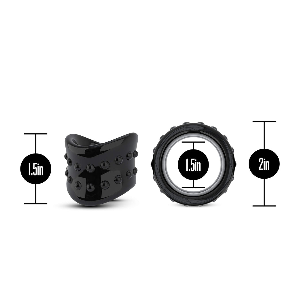 Blush Stay Hard X-Long Beef Ball Stretcher – Black TPE Scrotum Stretcher & Penis Ring for Men