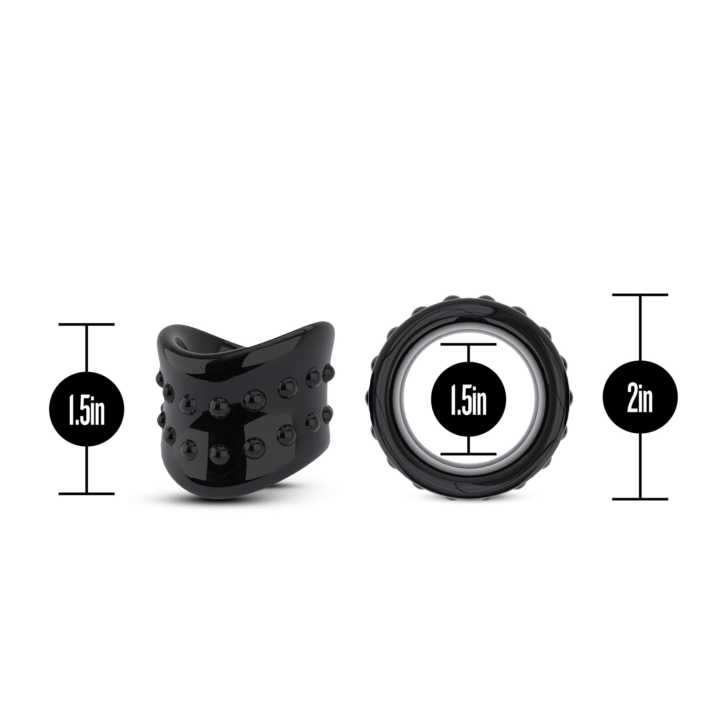 Blush Stay Hard X-Long Beef Ball Stretcher – Black TPE Scrotum Stretcher & Penis Ring for Men