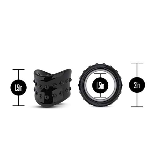 Blush Stay Hard X-Long Beef Ball Stretcher – Black TPE Scrotum Stretcher & Penis Ring for Men