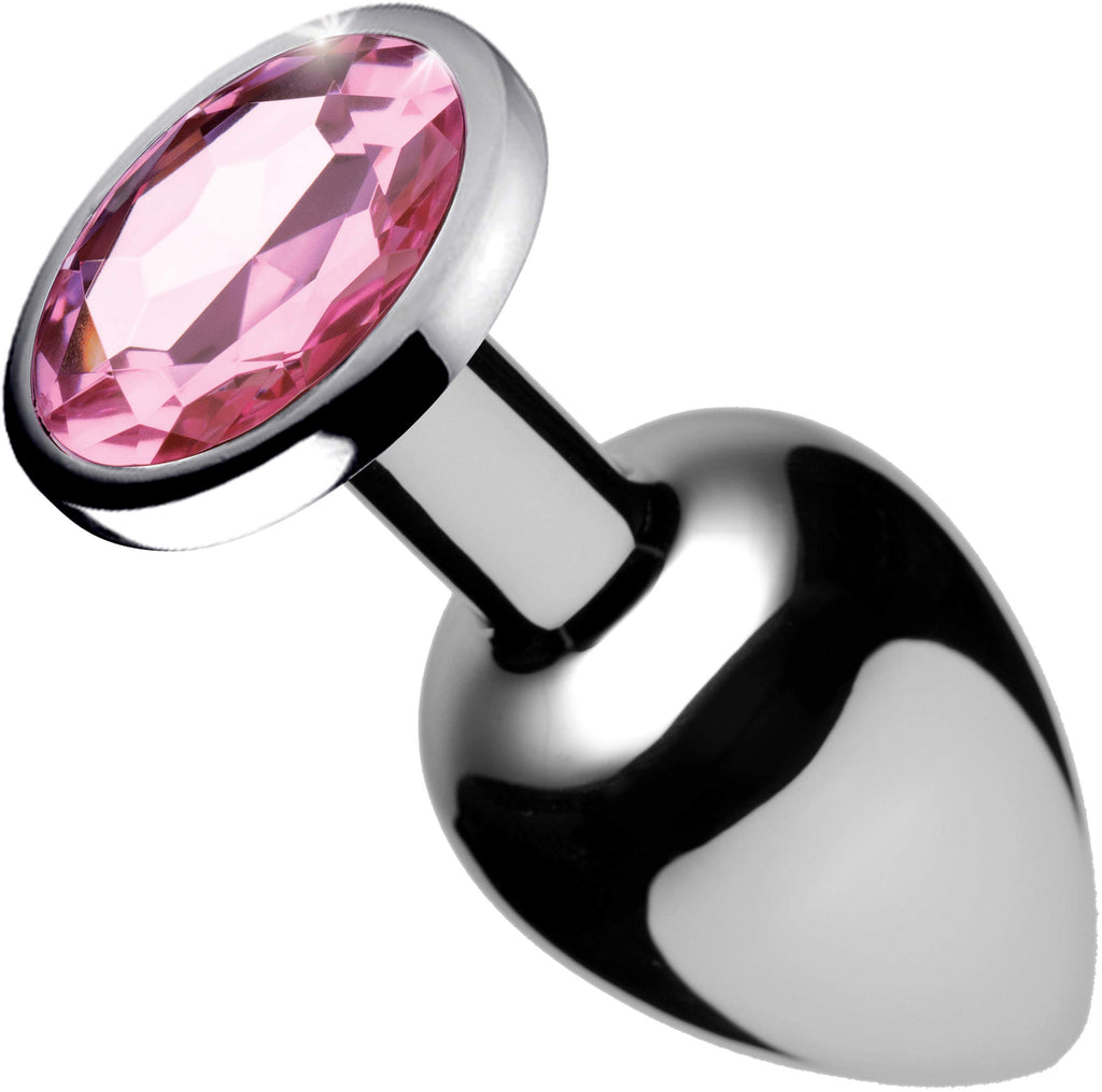 Booty Sparks Pink Gem Anal Plug - Small – Nickel-Free Aluminum with Crystal Accent