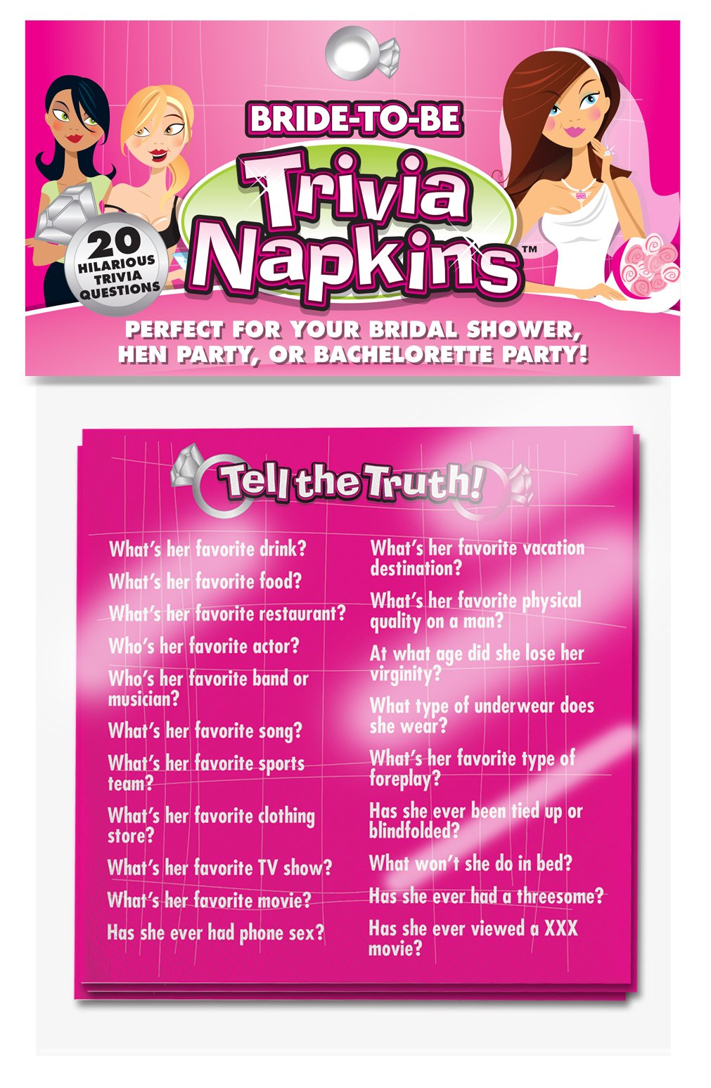 Bride-to-Be Trivia Napkins – 10 Pack with 20 Hilarious Questions