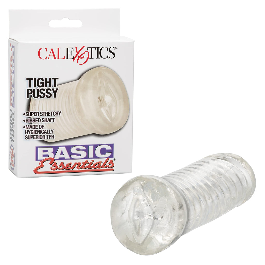 CalExotics Basic Essentials Pussy Stroker - Soft TPE Masturbator with Ribbed Shaft, Open-End Design