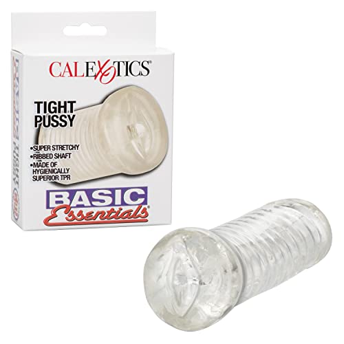 CalExotics Basic Essentials Pussy Stroker - Soft TPE Masturbator with Ribbed Shaft, Open-End Design