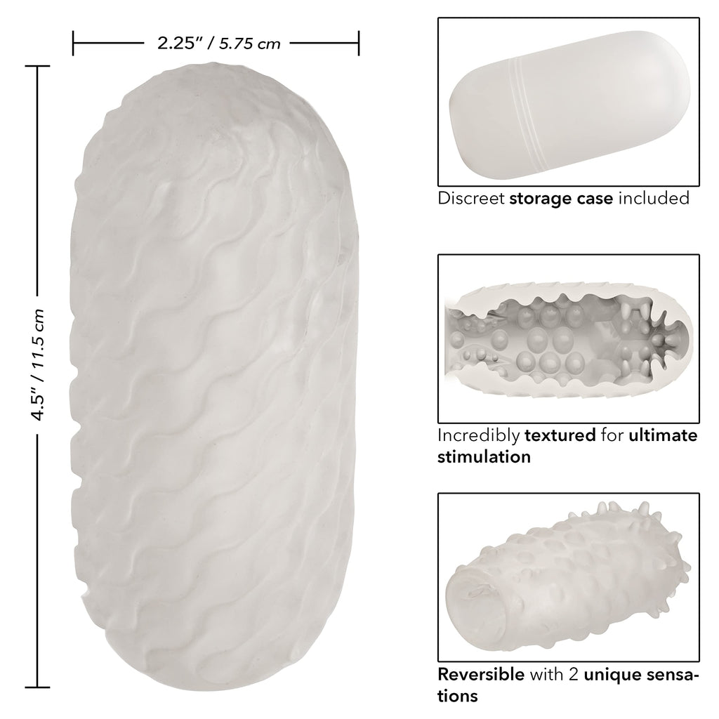 CalExotics Boundless Reversible Nubby Stroker – Clear TPE Male Masturbator with Case