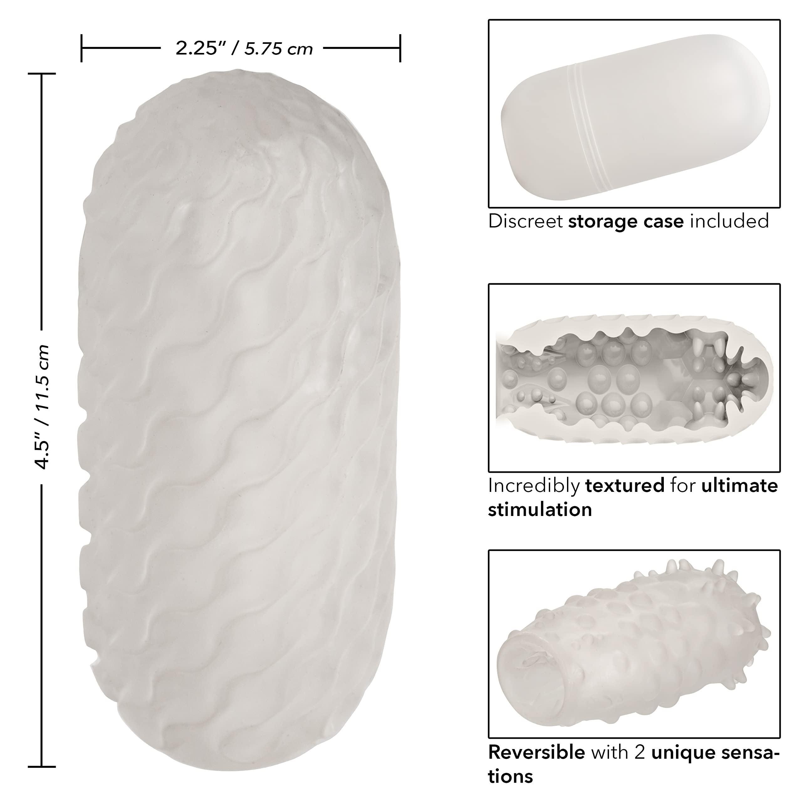 CalExotics Boundless Reversible Nubby Stroker – Clear TPE Male Masturbator with Case