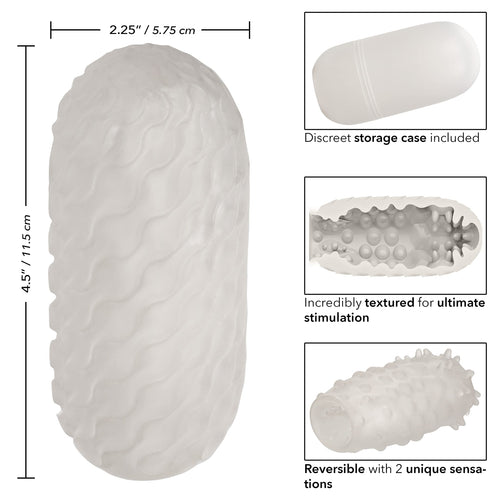 CalExotics Boundless Reversible Nubby Stroker – Clear TPE Male Masturbator with Case