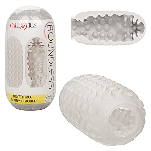CalExotics Boundless Reversible Nubby Stroker – Clear TPE Male Masturbator with Case