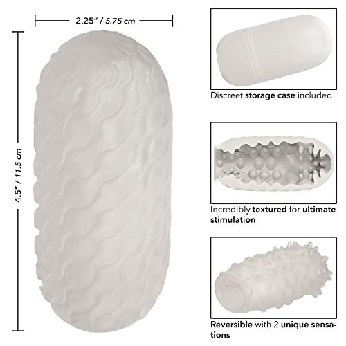 CalExotics Boundless Reversible Nubby Stroker – Clear TPE Male Masturbator with Case