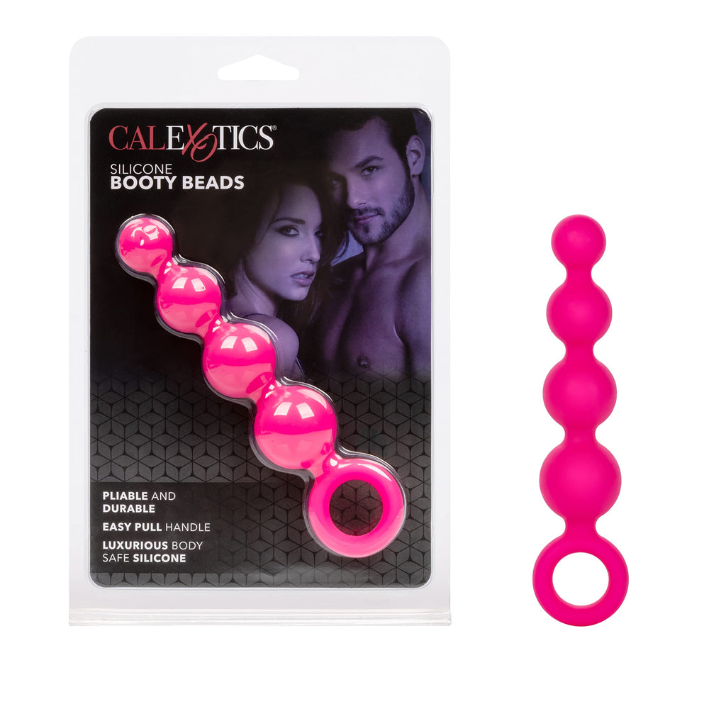 CalExotics Coco Licious Silicone Booty Beads – Pink, Tapered Probe with Retrieval Ring