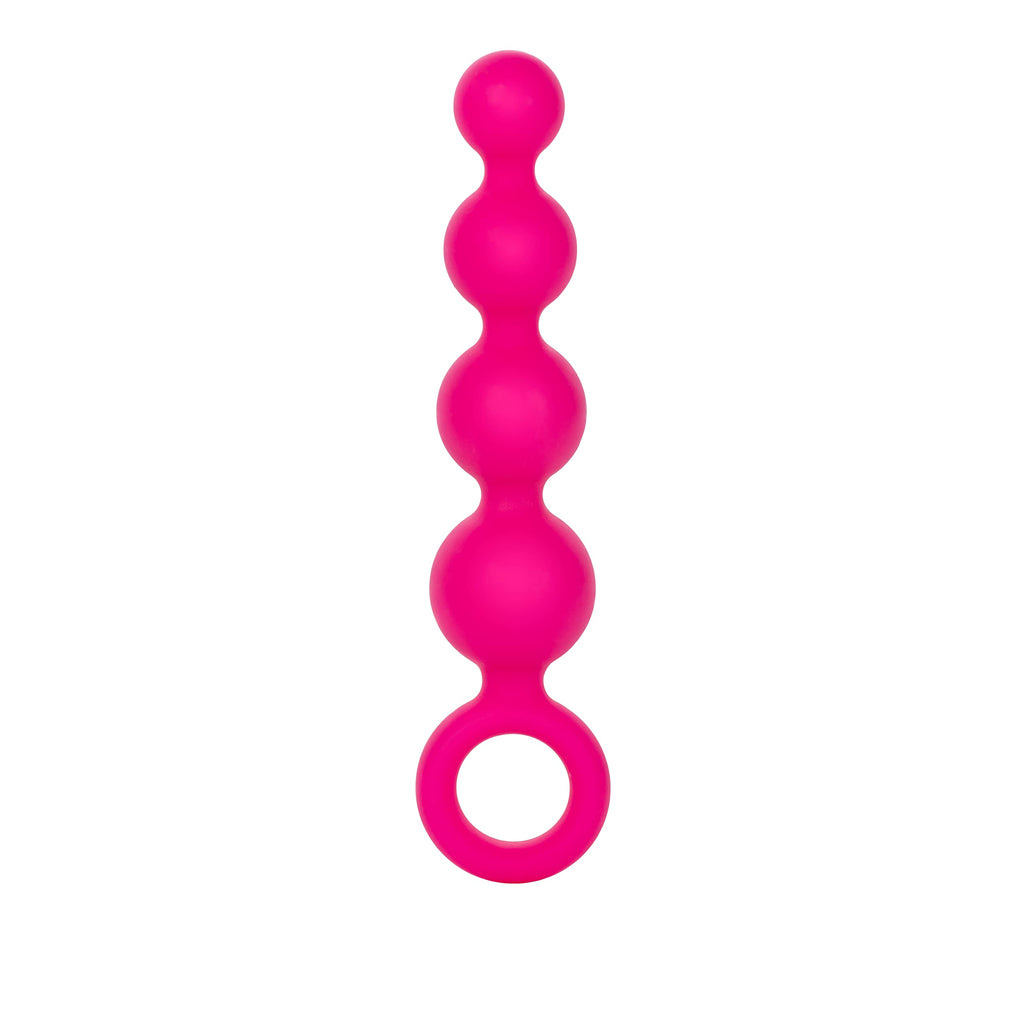 CalExotics Coco Licious Silicone Booty Beads – Pink, Tapered Probe with Retrieval Ring